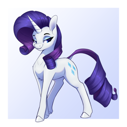 Size: 3200x3200 | Tagged: safe, artist:aquaticvibes, character:rarity, species:pony, species:unicorn, g4, chest fluff, dock, female, lidded eyes, looking at you, mare, simple background, smiling, solo