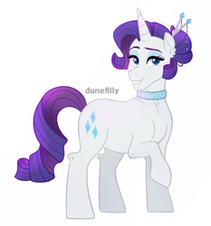 Size: 700x750 | Tagged: safe, artist:dunefilly, character:rarity, species:pony, species:unicorn, g4, alternate hairstyle, choker, hairpin, jewelry, necklace, older, solo