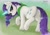 Size: 3000x2105 | Tagged: safe, alternate version, artist:dosh, character:rarity, species:pony, species:unicorn, series:dosh's mare-a-thon, g4, bandana, butt, clothing, cutie mark, explicit series, explicit source, eyeshadow, featureless crotch, female, glowing horn, horn, lidded eyes, looking at you, magic, makeup, mare, mascara, rain, rearity, solo, underhoof, wet mane, wet mane rarity