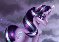 Size: 1600x1152 | Tagged: safe, artist:stormystica, character:starlight glimmer, species:pony, species:unicorn, g4, cloud, female, glowing horn, horn, magic, mare, profile, solo