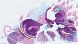 Size: 3840x2160 | Tagged: safe, artist:sambaneko, character:rarity, species:pony, species:unicorn, g4, license:cc-by-nc-nd, abstract background, cutie mark, digital art, female, mare, rainbow power, silhouette, solo, vector