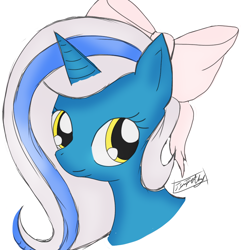 Size: 900x900 | Tagged: safe, artist:overlordtimothy, oc, oc:fleurbelle, species:alicorn, species:pony, g4, adorabelle, adorable face, alicorn oc, bow, cute, female, hair bow, happy, long hair, long mane, mare, ribbon, sweet, yellow eyes