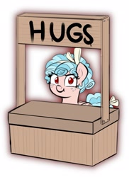 Size: 1834x2526 | Tagged: safe, artist:heretichesh, character:cozy glow, species:pegasus, species:pony, g4, :t, aura, female, filly, freckles, frown, high res, hug request, implied hug, it's a trap, looking at you, sign, simple background, smiling, smiling at you, solo, stand, white background, young