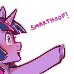 Size: 1024x1024 | Tagged: safe, artist:cold-blooded-twilight, derpibooru original, part of a set, character:twilight sparkle, species:alicorn, species:pony, g4, blushing, female, hoofbump, raised hoof, simple background, smiling, solo, sparkles, text, transparent background, unshorn fetlocks