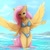 Size: 4000x4000 | Tagged: safe, artist:miokomata, character:fluttershy, species:anthro, species:pegasus, species:pony, g4, absolute cleavage, beach, bikini, breasts, busty fluttershy, cleavage, clothing, freckles, freckleshy, legs in the water, legs together, looking at you, outdoors, solo, spread wings, swimsuit, water, wings