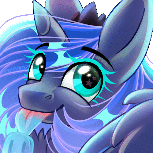 Size: 500x500 | Tagged: safe, artist:inspiredpixels, character:princess luna, species:alicorn, species:pony, g4, animated, blinking, female, food, gif, licking, mare, popsicle, portrait, simple background, solo, starry eyes, tongue out