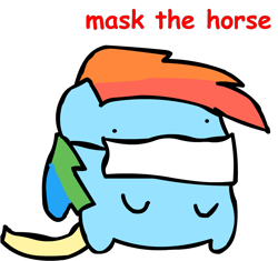 Size: 1068x1003 | Tagged: safe, artist:riddleoflightning, character:rainbow dash, species:pegasus, species:pony, g4, bean pony, bipedal, comic sans, face mask, text, transparent background