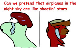 Size: 1842x1154 | Tagged: safe, artist:riddleoflightning, oc, oc only, oc:dr. romulus, oc:ember heartshine, species:pegasus, aeroplanes and meteor showers, comic sans, text, transparent background