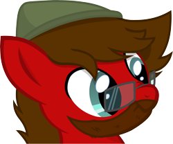 Size: 4133x3440 | Tagged: safe, artist:ethanrocco, oc, oc:dr. romulus, species:pegasus, species:pony, g4, beard, bust, clothing, facial hair, flatcap, glasses, hat, scrunchy face, solo