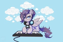 Size: 1200x800 | Tagged: safe, artist:confetticakez, oc, oc:vylet, species:pegasus, species:pony, g4, antonymph, bonnie (song), cutie marks: and the things that bind us, explicit lyrics, musical instrument, non-existant meet cute, pegasus oc, piano, solo, song lyrics, song reference, vulgar, vylet pony