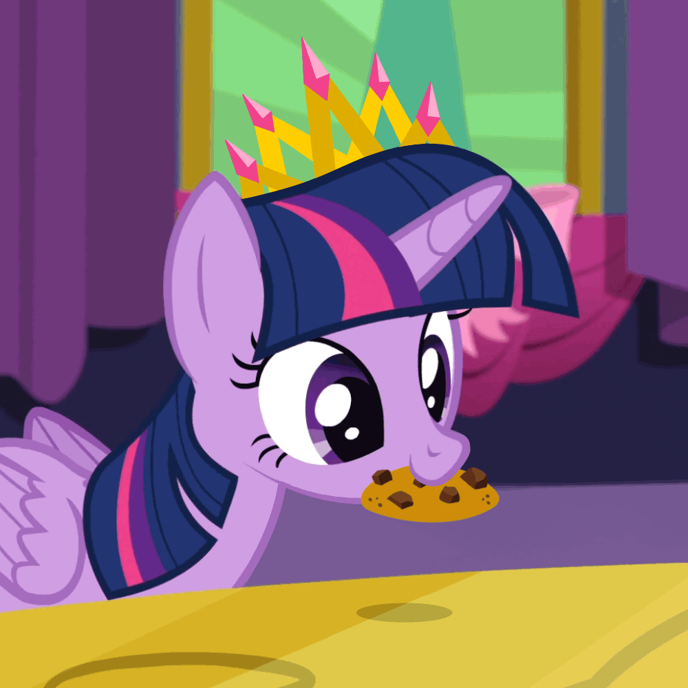 Size: 1000x1000 | Tagged: safe, edit, edited screencap, editor:lolledits, screencap, character:twilight sparkle, character:twilight sparkle (alicorn), species:alicorn, species:pony, episode:no second prances, g4, my little pony: friendship is magic, adorkable, animated, chewing, chewing ponies, cookie, cropped, crown, cute, dork, eating, female, food, gif, jewelry, mare, nom, proper silverware placement, regalia, solo, twiabetes