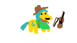 Size: 1334x750 | Tagged: safe, artist:captainmario64, character:fiddlesticks, species:earth pony, species:pony, g4, bandana, belt, clothing, cowboy hat, hat, musical instrument, shirt, simple background, solo, violin, violin bow, white background