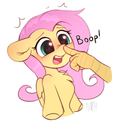 Size: 2124x2274 | Tagged: safe, artist:argigen, rcf community, character:discord, character:fluttershy, species:draconequus, species:pegasus, species:pony, g4, boop, chest fluff, chibi, cute, disembodied hand, female, floppy ears, hand, heart eyes, high res, male, mare, offscreen character, open mouth, shyabetes, simple background, solo focus, white background, wingding eyes
