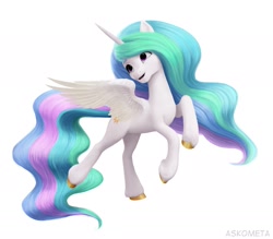 Size: 2000x1755 | Tagged: safe, artist:askometa, character:princess celestia, species:alicorn, species:pony, g4, g5, my little pony: a new generation, female, g4 to g5, g5 movie accurate, generation leap, mare, signature, simple background, solo, style emulation, text, white background