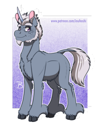 Size: 1104x1400 | Tagged: safe, artist:inuhoshi-to-darkpen, character:alphabittle blossomforth, species:pony, species:unicorn, g5, chest fluff, ear fluff, hoof fluff, hooves, leonine tail, male, simple background, solo, solo male, stallion, tail, transparent background, unshorn fetlocks
