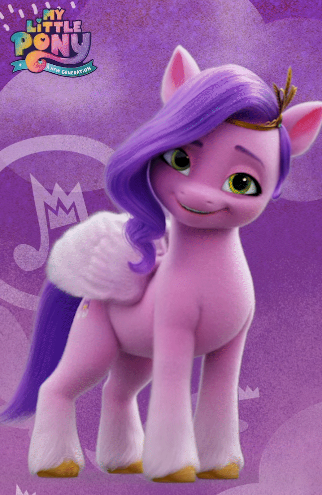 Size: 646x993 | Tagged: safe, edit, edited screencap, screencap, character:pipp petals, species:pegasus, species:pony, g5, my little pony: a new generation, abstract background, animated, female, gif, good trick, mare, my little pony: a new generation logo, pipp wings, solo, spinning