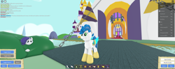 Size: 2560x1017 | Tagged: safe, oc, oc:neon gears, species:pony, g4, canterlot, roblox, video game