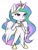 Size: 750x1000 | Tagged: safe, artist:mykegreywolf, character:princess celestia, species:alicorn, species:anthro, species:pony, species:unguligrade anthro, g4, barbie doll anatomy, big head, breasts, chibi, clothing, crown, cutie mark, ethereal mane, explicit source, featureless breasts, featureless crotch, female, hoof shoes, jewelry, mare, necklace, peytral, regalia, shoes, simple background, smiling, solo, spread wings, white background, wings