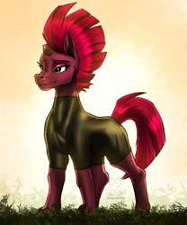 Size: 2500x3000 | Tagged: safe, artist:mykegreywolf, character:fizzlepop berrytwist, character:tempest shadow, species:pony, species:unicorn, g4, my little pony: the movie (2017), bodysuit, clothing, explicit source, smiling, solo