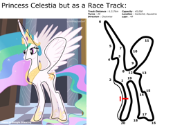 Size: 1056x768 | Tagged: safe, artist:freestadiumtix, character:princess celestia, species:alicorn, species:pony, g4, formula 1, race track, solo