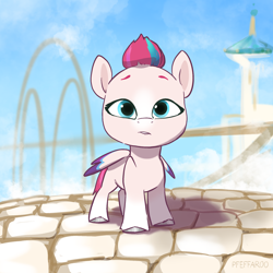 Size: 2048x2048 | Tagged: safe, artist:pfeffaroo, character:zipp storm, species:pegasus, species:pony, g5, adorazipp, colored eyebrows, colored wings, cute, eyebrows, female, filly, multicolored wings, solo, wings, young, younger