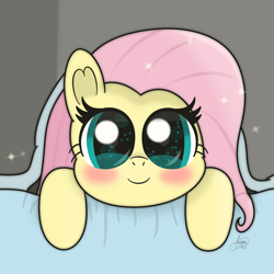 Size: 2000x2000 | Tagged: safe, artist:limitmj, character:fluttershy, species:pegasus, species:pony, g4, big eyes, blushing, cute, dawwww, female, high res, leaning, looking at you, mare, shyabetes, smiling, solo, sparkles, starry eyes, wingding eyes