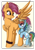 Size: 1920x2716 | Tagged: safe, artist:julunis14, character:rainbow dash, character:scootaloo, species:pegasus, species:pony, g4, age swap, chest fluff, ear fluff, ear piercing, earring, fake cutie mark, female, filly, filly rainbow dash, jewelry, leg fluff, looking at each other, older, older scootaloo, paintbrush, piercing, profile, role reversal, sibling love, signature, simple background, sisterly love, spread wings, three quarter view, wings, young, younger