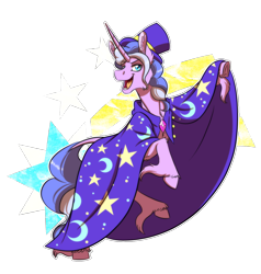 Size: 1200x1258 | Tagged: safe, artist:inuhoshi-to-darkpen, oc, oc only, oc:shooting star, parent:starlight glimmer, parent:trixie, species:pony, species:unicorn, g4, cape, chest fluff, clothing, cutie mark, cutie mark background, ear fluff, hoof fluff, hooves, horn, implied shipping, implied startrix, leonine tail, long horn, magical lesbian spawn, male, offspring, rearing, shipping, simple background, solo, stallion, tail, transparent background, trixie's cape, unicorn oc