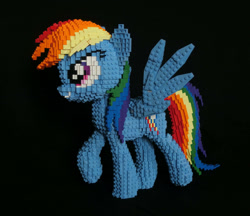 Size: 1600x1381 | Tagged: safe, artist:oilyvalves, character:rainbow dash, species:pegasus, species:pony, g4, craft, female, irl, lego, mare, photo, profile, raised hoof, smirk, solo, spread wings, wings