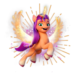 Size: 1400x1400 | Tagged: safe, character:sunny starscout, species:alicorn, species:pony, g5, my little pony: a new generation, badge, bag, female, looking at you, mare, satchel, shadow, simple background, solo, transparent background