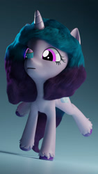 Size: 1920x3414 | Tagged: safe, artist:mrwithered, character:izzy moonbow, species:pony, species:unicorn, g5, 3d, cupcake, cute, food, gradient hair, izzybetes, model:skymaiden mary, solo