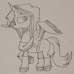 Size: 1720x1720 | Tagged: safe, artist:taiyofurea, oc, oc:nexus the brony, species:alicorn, species:pony, g4, clothing, for a friend, hoodie, paper, pencil drawing, photo, traditional art