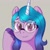 Size: 1156x1156 | Tagged: safe, artist:skylaedits, character:izzy moonbow, species:pony, species:unicorn, g5, my little pony: a new generation, adorkable, bust, colored eyebrows, colored hooves, cute, dork, eye clipping through hair, eyebrows, eyebrows visible through hair, female, glasses, gradient hair, hooves, horn, looking at you, mare, portrait, round glasses, scene interpretation, simple background, smiling, solo, unshorn fetlocks, watermark