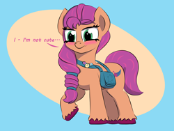 Size: 4160x3120 | Tagged: safe, artist:sugardotxtra, character:sunny starscout, species:earth pony, species:pony, g5, my little pony: a new generation, abstract background, blatant lies, blushing, colored hooves, cute, dialogue, female, heart eyes, hooves, mare, raised hoof, solo, sunnybetes, unshorn fetlocks, wingding eyes