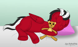 Size: 1280x772 | Tagged: safe, artist:lynnthenerdkitty, character:teddy, species:pegasus, species:pony, g4, filly, sleeping, young