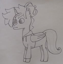 Size: 1896x1920 | Tagged: safe, artist:taiyofurea, oc, species:alicorn, species:pony, g4, paper, pencil drawing, photo, solo, traditional art