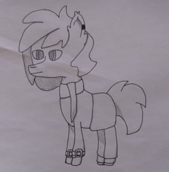 Size: 1886x1920 | Tagged: safe, artist:taiyofurea, oc, species:earth pony, species:pony, g4, paper, pencil drawing, photo, solo, traditional art