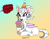 Size: 1869x1468 | Tagged: safe, artist:romulus4444, oc, oc:confetti cupcake, species:bat pony, species:pony, g4, birthday, candle, clothing, confetti, cupcake, dialogue, food, gradient background, hat, party hat, polka dots, signature, simple background, sitting, solo, speech bubble, text