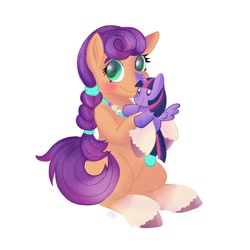 Size: 886x886 | Tagged: safe, artist:grodiechan, character:sunny starscout, character:twilight sparkle, character:twilight sparkle (alicorn), species:alicorn, species:earth pony, species:pony, g5, coat markings, cute, plushie, socks (coat marking), sunnybetes, toy, unshorn fetlocks
