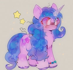 Size: 1024x985 | Tagged: safe, artist:feathhhngg, character:izzy moonbow, species:pony, species:unicorn, g5, bracelet, cute, izzybetes, jewelry, solo, unshorn fetlocks