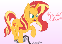 Size: 2480x1754 | Tagged: safe, artist:supermarine_spitfire, character:sunset shimmer, species:pony, species:unicorn, g4, my little pony:equestria girls, art challenge, controller, manechat challenge, simple background, solo