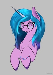 Size: 854x1200 | Tagged: safe, artist:renarde-louve, character:izzy moonbow, species:unicorn, g5, bust, glasses, gradient hair, multicolored hair, solo, unshorn fetlocks