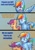 Size: 847x1200 | Tagged: safe, artist:dbcreativearts, character:rainbow dash, character:scootaloo, species:pegasus, species:pony, g4, blatant lies, comic, duo, duo female, female, females only, filly, mare, spread wings, text, wings, young