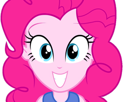 Size: 1280x1064 | Tagged: safe, artist:ftvs-cm45, edit, edited screencap, screencap, character:pinkie pie, species:eqg human, equestria girls:friendship games, g4, my little pony: equestria girls, my little pony:equestria girls, bust, clothing, cute, female, grin, looking at you, not a vector, portrait, sleeveless, smiling, solo, teeth, transparent background