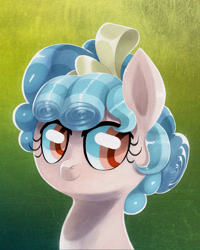 Size: 1280x1600 | Tagged: safe, artist:talonsofwater, character:cozy glow, species:pegasus, species:pony, g4, bow, bust, colored pupils, female, filly, hair bow, looking sideways, simple background, solo, young