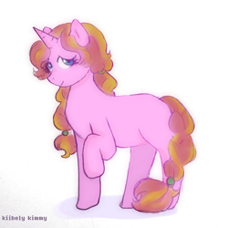 Size: 1024x1024 | Tagged: safe, artist:kiibely kimmy, manebooru original, oc, oc only, oc:morning glisten, species:pony, species:unicorn, fanfic:acts of love, series:who we become, filly, solo, young