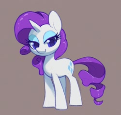 Size: 1500x1423 | Tagged: safe, artist:dawnfire, character:rarity, species:pony, species:unicorn, g4, colored pupils, female, gray background, looking at you, mare, simple background, solo, three quarter view