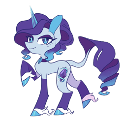 Size: 380x380 | Tagged: safe, artist:s-grunge, part of a set, character:rarity, species:classical unicorn, species:pony, species:unicorn, g4, alternate cutie mark, alternate design, choker, cloven hooves, colored hooves, colored pupils, cutie mark, eyelashes, eyeshadow, female, hooves, jewelry, leonine tail, looking at you, makeup, mare, necklace, raised hoof, redesign, simple background, solo, tail, three quarter view, transparent background