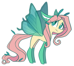 Size: 450x400 | Tagged: safe, artist:s-grunge, character:fluttershy, species:pony, g4, alternate design, antennae, coat markings, colored pupils, cute, daaaaaaaaaaaw, female, insect wings, looking up, mare, part of a set, shyabetes, simple background, socks (coat marking), solo, spread wings, three quarter view, transparent background, wings
