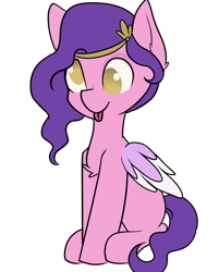 Size: 1139x1420 | Tagged: safe, artist:dumbwoofer, character:pipp petals, species:pegasus, species:pony, g5, my little pony: a new generation, adorapipp, chest fluff, circlet, cute, derp, female, mare, no pupils, pipp wings, silly, simple background, sitting, solo, tongue out, transparent background, wings